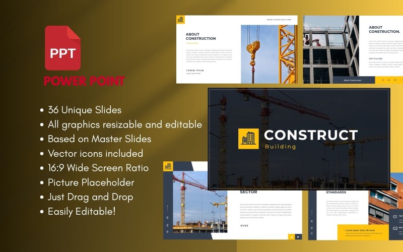 Шаблон презентації PowerPoint для бізнес-компанії CONSTRUCT