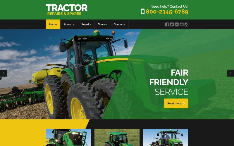 Шаблон веб-сайту з обслуговування трактора