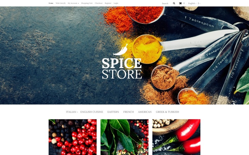 шаблон opencart spice food shop