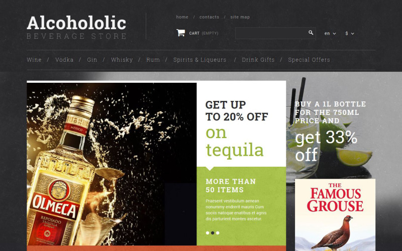 Tema da PrestaShop de loja de bebidas alcoólicas