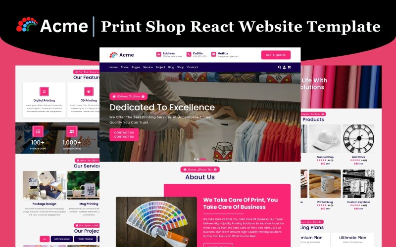 Acme - Modelo de site React para loja de impressão