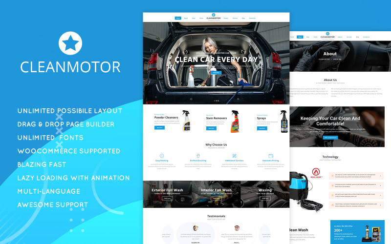 CleamMotor - Tema WordPress reattivo per autolavaggi