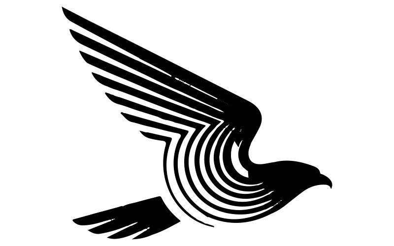 Minimalistyczny projekt logo przedstawiający sylwetkę sokoła
