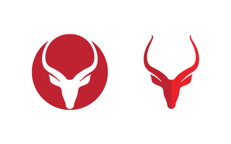 Modèle de logo de corne de Taureau, illustration vectorielle, icône, conception v1.3