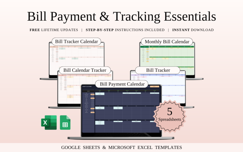 Bill Payment and Tracking Essentials | Spreadsheet Templates Excel and Google Sheets