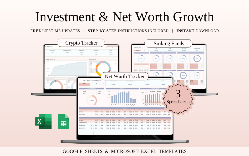 Investeringar och förmögenhetstillväxt | Kalkylbladsmallar Excel och Google Sheets