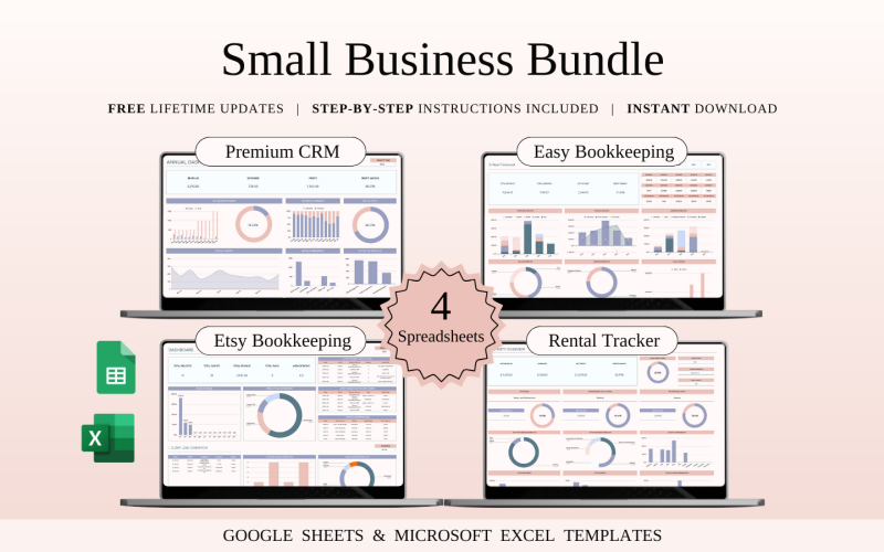 Small Business Bundle | Spreadsheet Templates Excel and Google Sheets