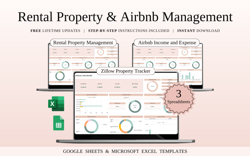 Správa nemovitostí k pronájmu a Airbnb | Šablony tabulek pro Excel a Google Tabulky