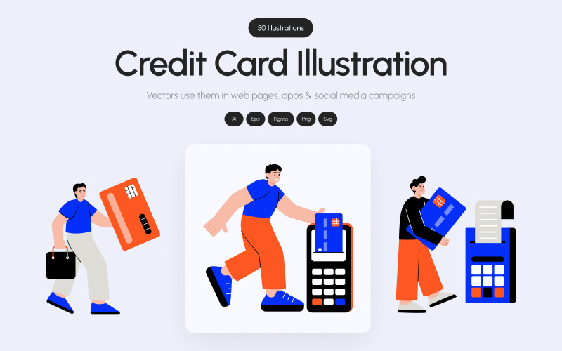 Set di illustrazioni di carte di credito