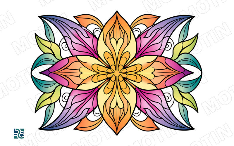 Diseño de mandala vibrante con estampado floral multicolor