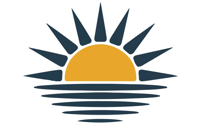 Un logo che raffigura un sole stilizzato che sorge