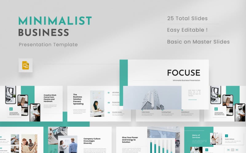 Focuse - Minimalista üzleti Google Slides prezentációs sablon