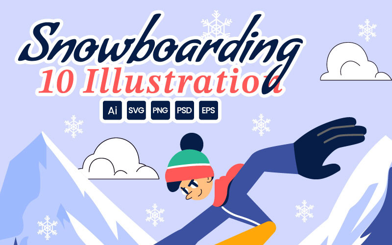 10 illustrazioni di sport di snowboard