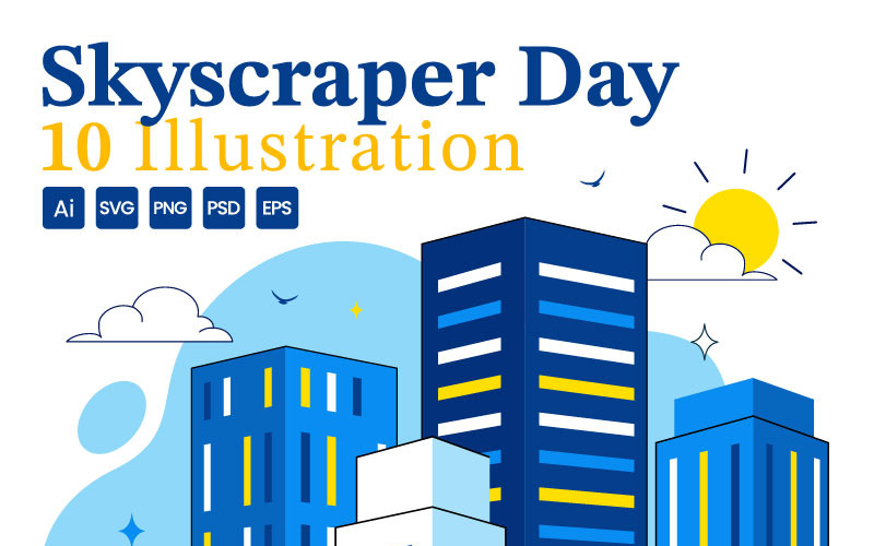 10 Skyskrapadagsvektorillustration