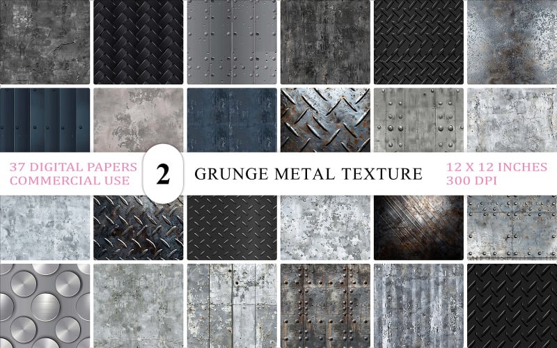 Seamless Industrial Metal Plates & Panels | Industrial Grunge Metal Texture Backgrounds Bundle