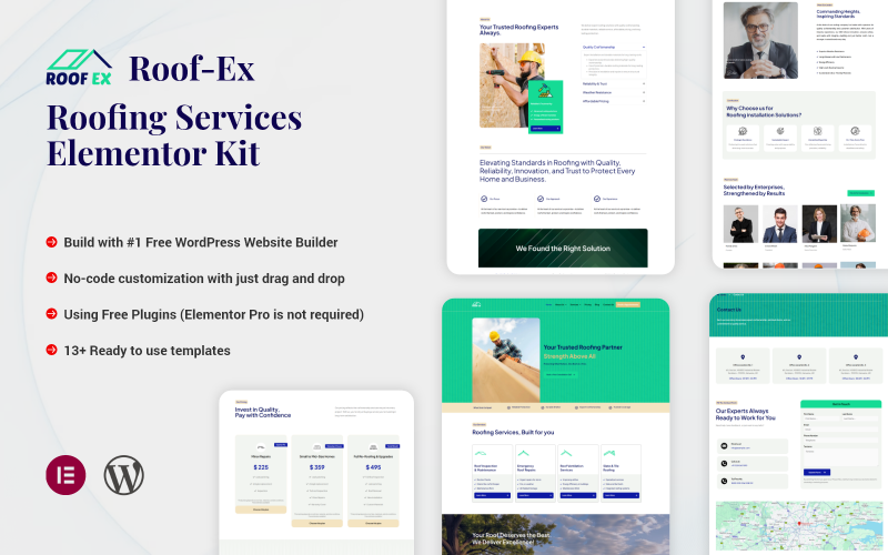 Roof-Ex - Elementor-Kit für Dachdeckerdienste