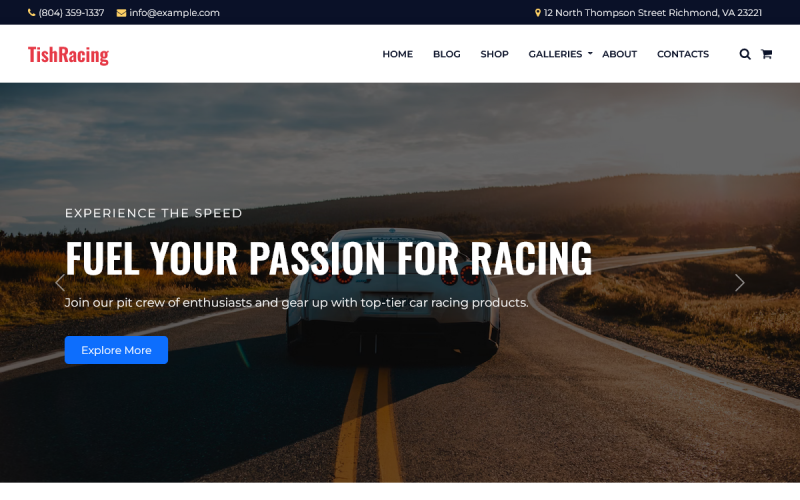 TishRacing – WooCommerce-Theme für Autorennen