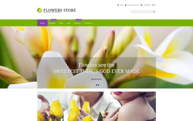 Цветочный магазин адаптивная тема Shopify