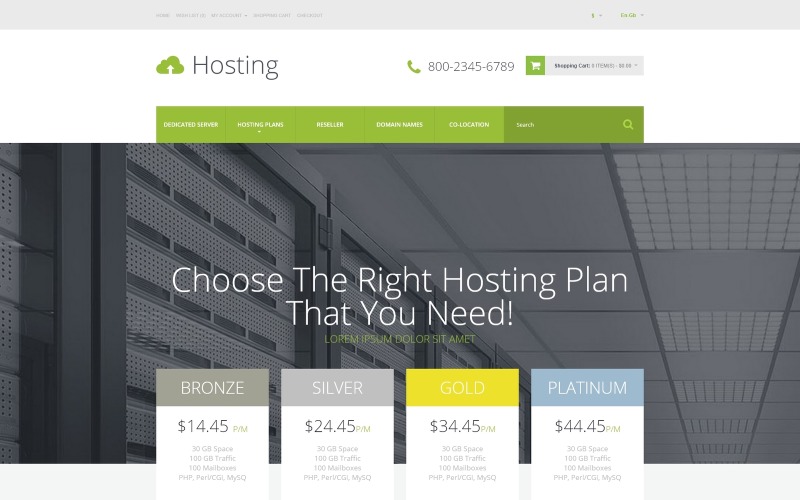 шаблон opencart хостинг-провайдера