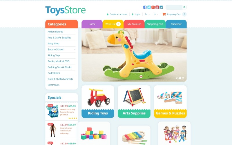 Modèle OpenCart de magasin de jouets