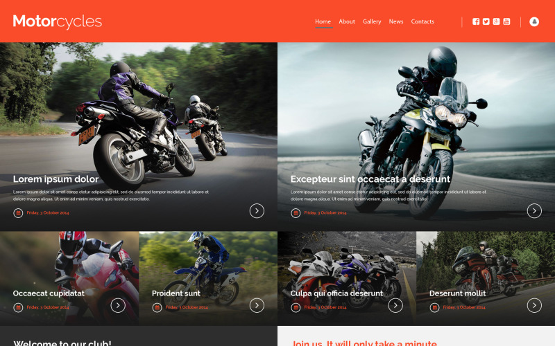 Modello di sito Web di motocross