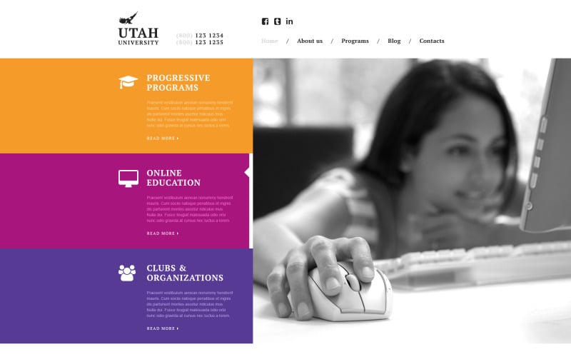 Modello di sito Web reattivo dell'Università