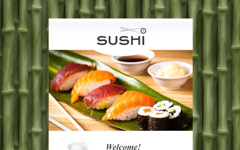 Plantilla de boletín informativo receptivo para barra de sushi