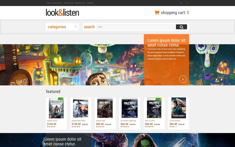 премиум аудио видео шаблон opencart