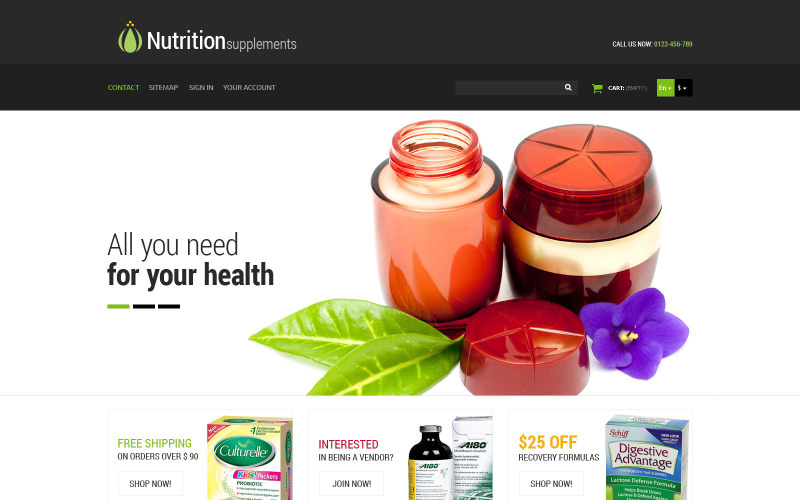 Tema da PrestaShop de produtos de nutrição