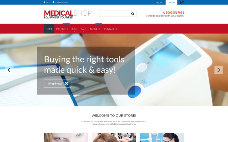 Tema di Shopify per attrezzature mediche