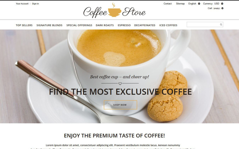 Tema PrestaShop della caffetteria
