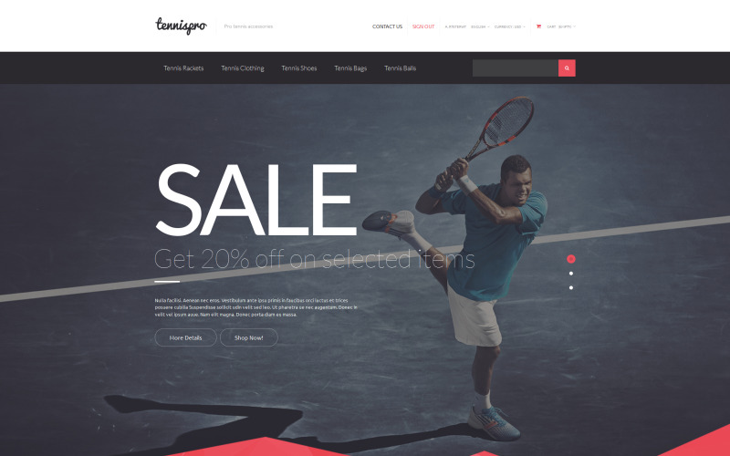 тема prestashop tennis gear prestashop