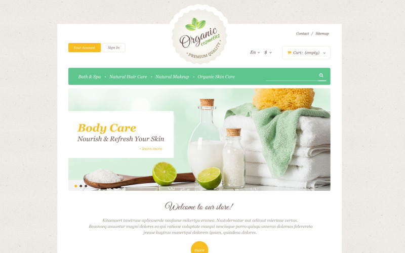 Thème PrestaShop de soins de la peau bio