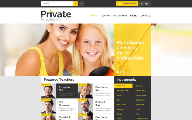 Website sjabloon voor muziekeducatie