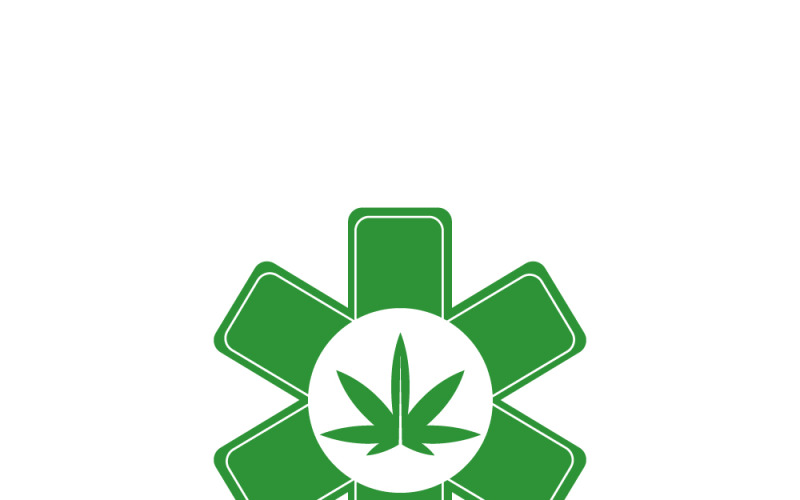 Logotipo da Cannabis Pharmacy Leaf: Símbolo da maconha medicinal para a saúde