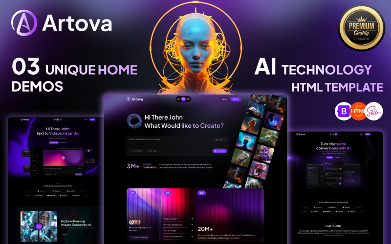 Artova – Mehrzweck-KI-Generator und HTML-Vorlage für KI-Technologieagentur