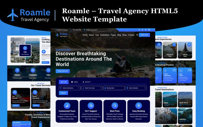 Roamle – HTML5 šablona webových stránek cestovní kanceláře