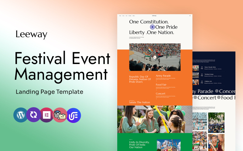 leeway - Fesztivál rendezvénymenedzsment és szervezés Landing Page WordPress Elementor Sablon