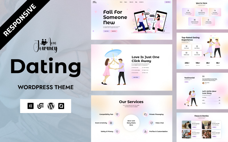 Love Journey - Tema WordPress Elementor para relacionamentos e encontros online