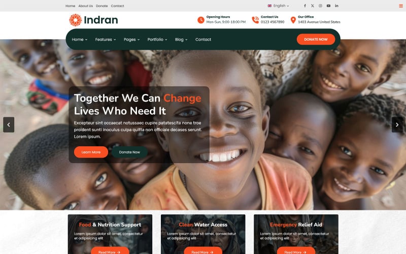 Шаблон Joomla для благотворительной некоммерческой организации Indran