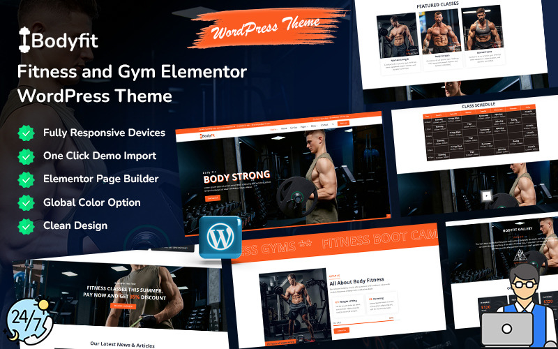 Bodyfit - WordPress-tema för fitness och gym