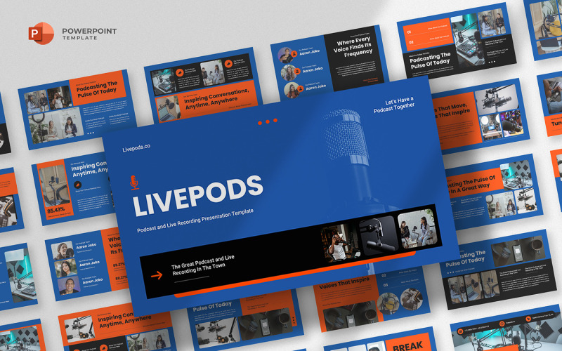 Livepods - Šablona PowerPointu pro podcasty a rádia