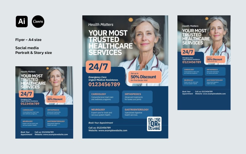 Modèles de flyers et de médias sociaux pour le secteur médical