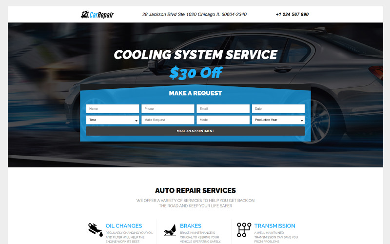 CarRepair - Auto Repair Workshop with Built-In Elementor Page Builder One Page WordPress Theme