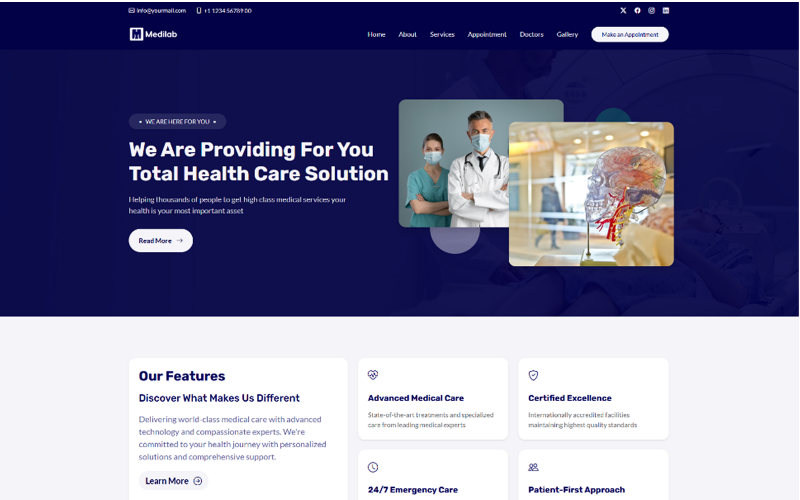 Medilab – HTML-Vorlage für eine medizinische Landingpage