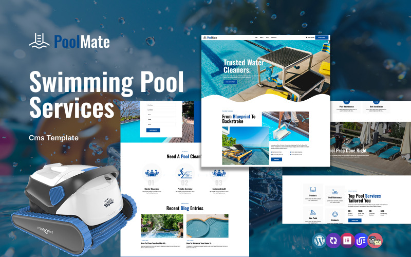PoolMate - Responsivt WordPress-tema för simbassänger
