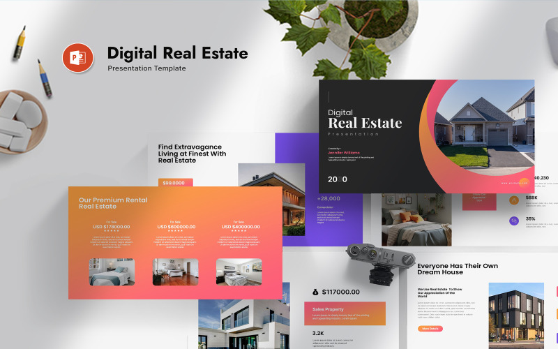 PowerPoint-presentatielay-out voor digitaal onroerend goed