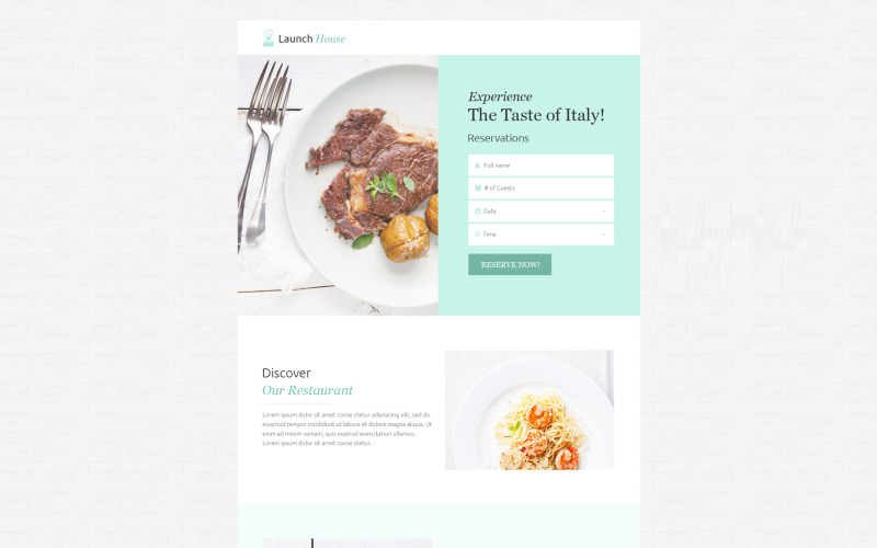 Download Unbounce шаблон "Cafe and Restaurant - Unbounce template" / Cafe and Restaurant - Unbounce template - Unbounce шаблон на тему кафе и ресторан launch house restaurant fish marine products calamari squid oyster shrimp services cafe food drink menu waiters dish taste tasty flavor reservation