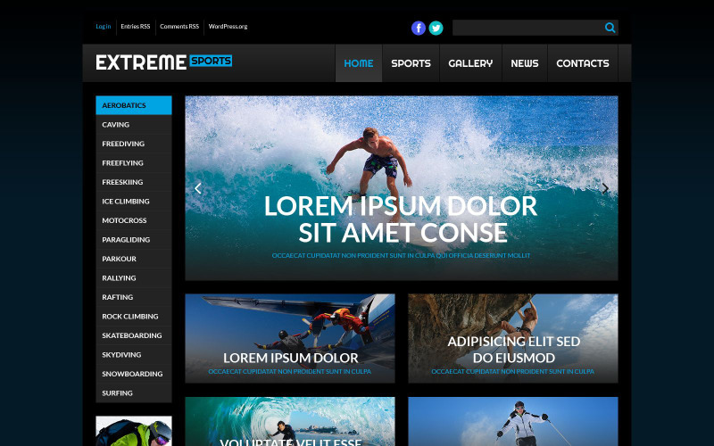Tema WordPress per sport estremi