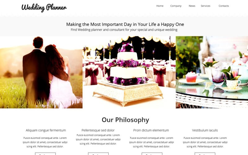 Website sjabloon voor bruiloftplanner